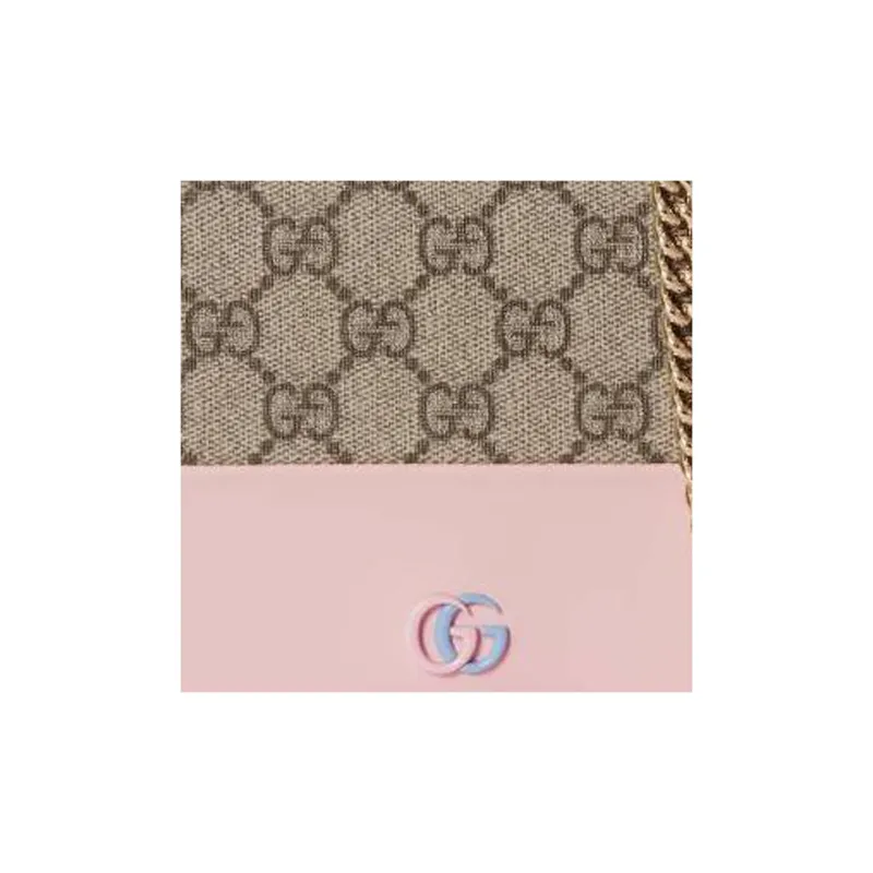 GUCCI GG Marmont Canvas Wallet Women's Beige & Ebony & Light Pink-7