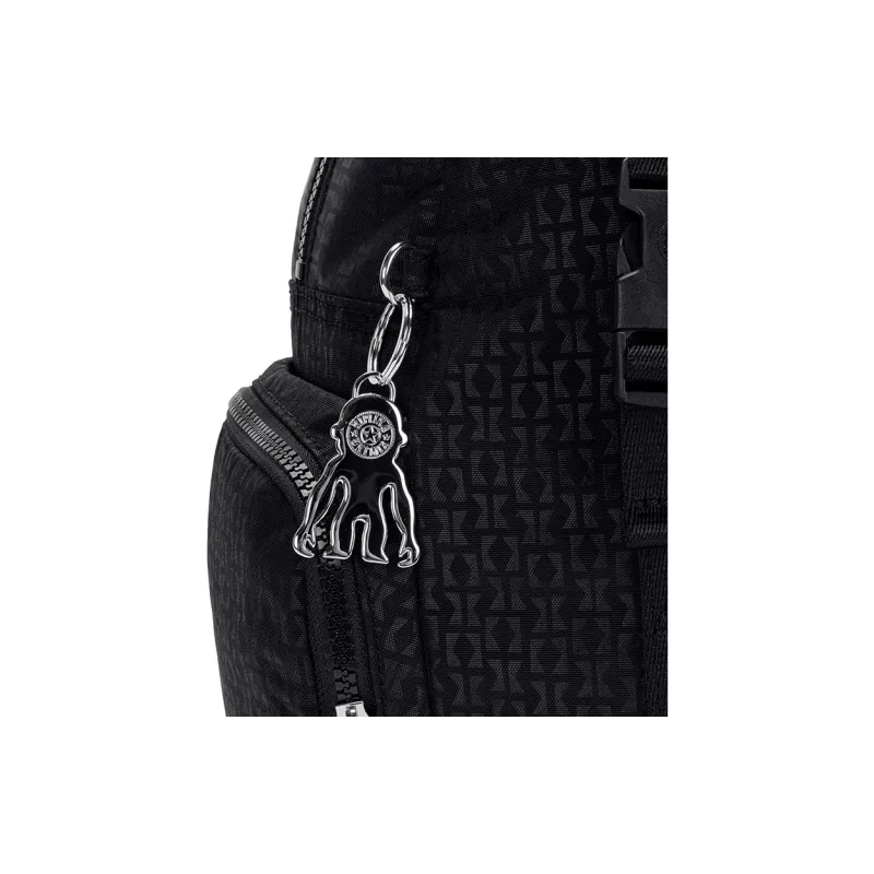 Kipling Polyamide Backpack Regular Unisex Black With Letter K Embossed Print-3