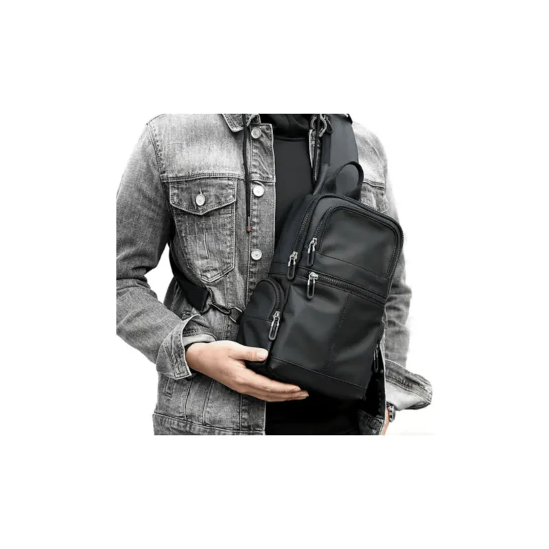 HACIN Oxford One Shoulder Crossbody Bag, Sling Bag Regular Men's Black-4