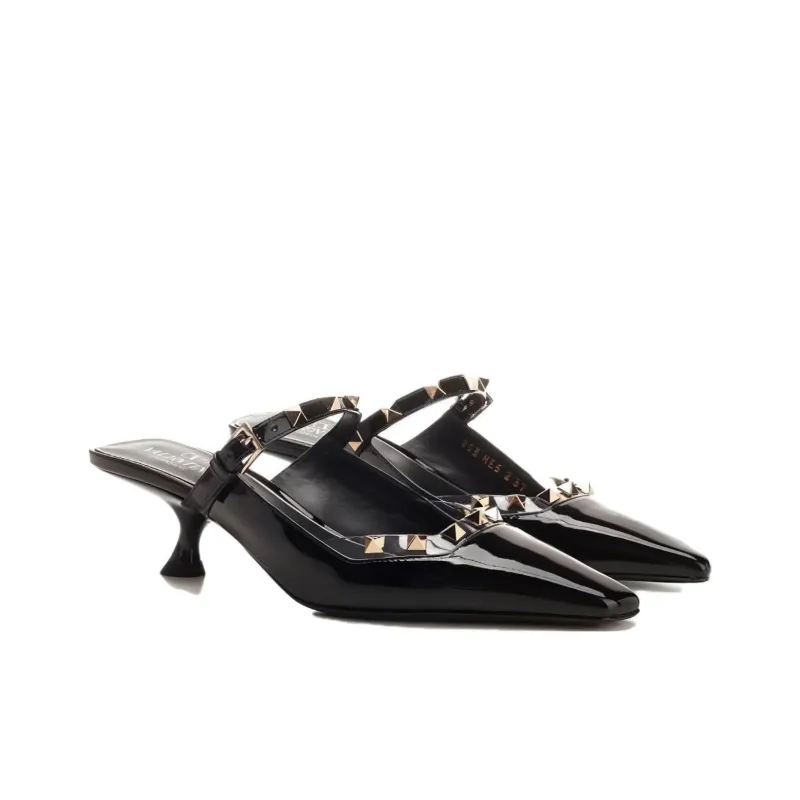 Valentino Rubber Sole Wrap-toe Slippers Women's Black-3