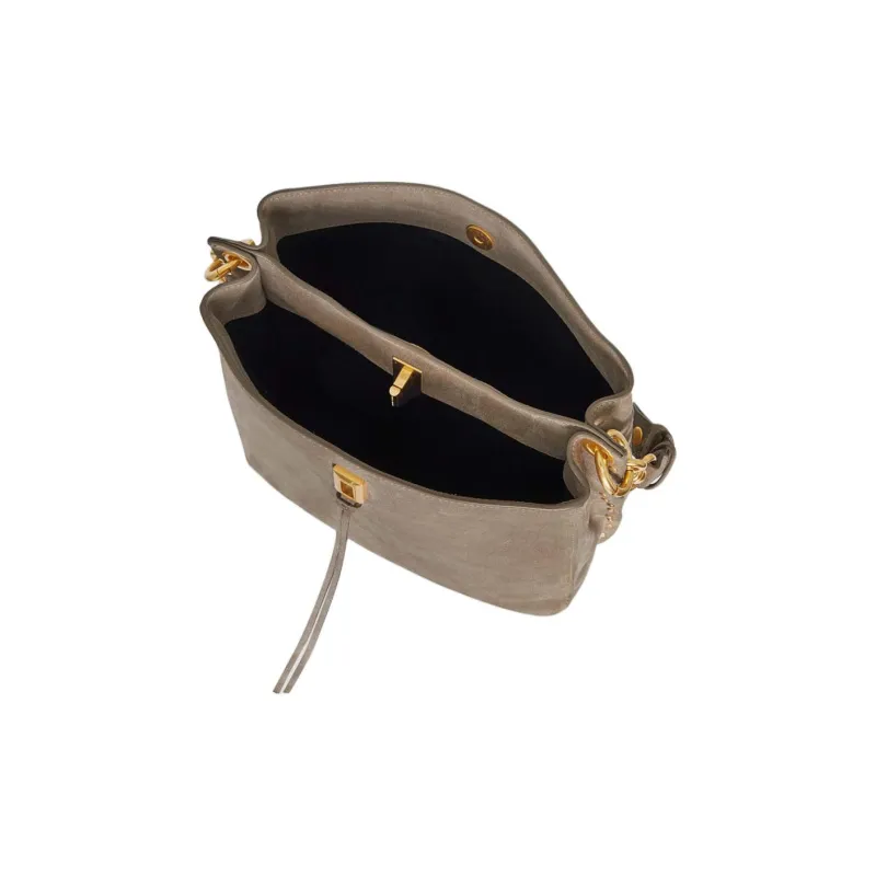 REBECCA MINKOFF Suede Leather Crossbody Bag Shoulder Bag Women's Gray-2