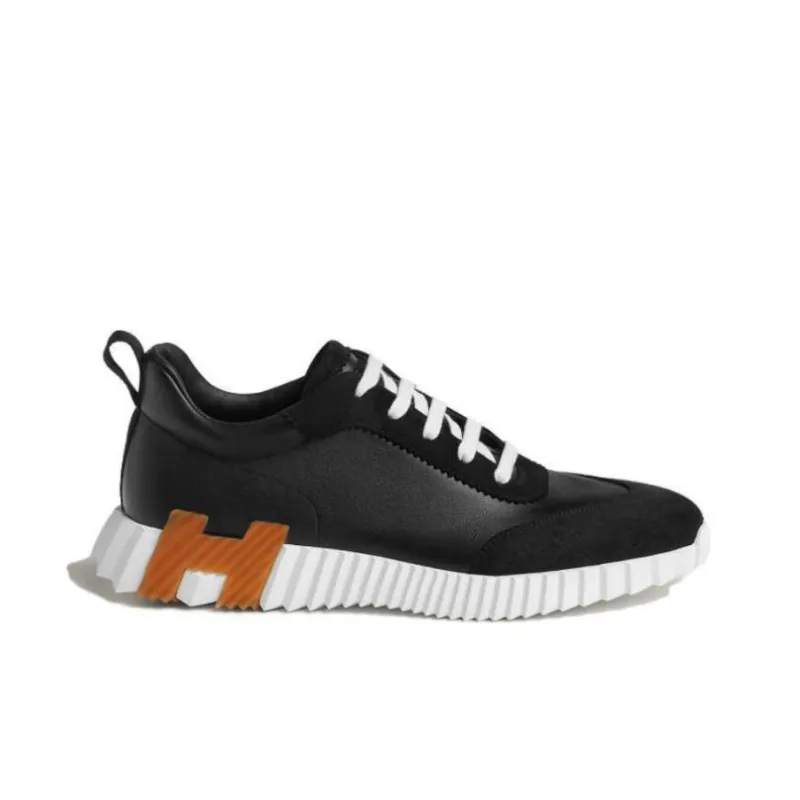 HERMES Bouncing Casual Shoes Men Low-Top Black Original Shoe