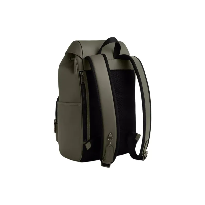 COACH Smooth Calf Leather Backpack Medium Size Men's Army Green-1