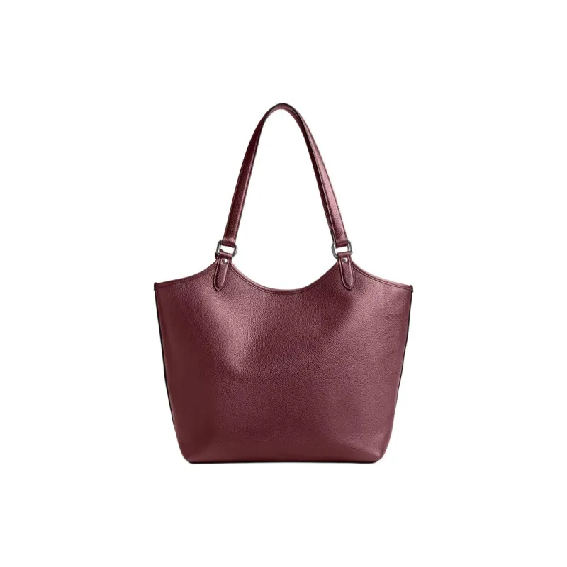COACH Day Polished Pebbled Leather Tote Bag Shopping Bag Shoulder Bag Handbag Large Size Women's Cherry Red-2