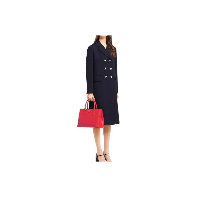 PRADA Saffiano Leather Shoulder Bag Crossbody Bag Handbag Large Size Women's Red-4