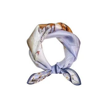 MITHAOL KUSC 100% Mulberry Silk Silk Scarves Women's Elegant Light Purple