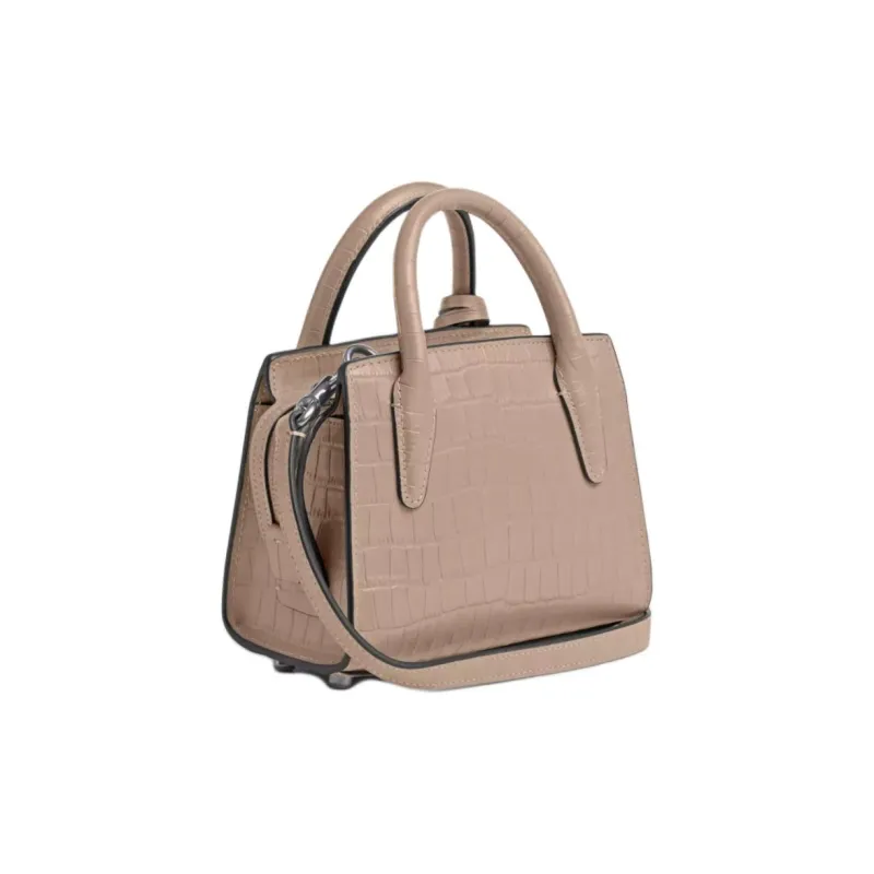 COACH Crocodile Embossed Leather Shoulder Bag, Crossbody Bag, Handbag Mini Women's Stone Color-1