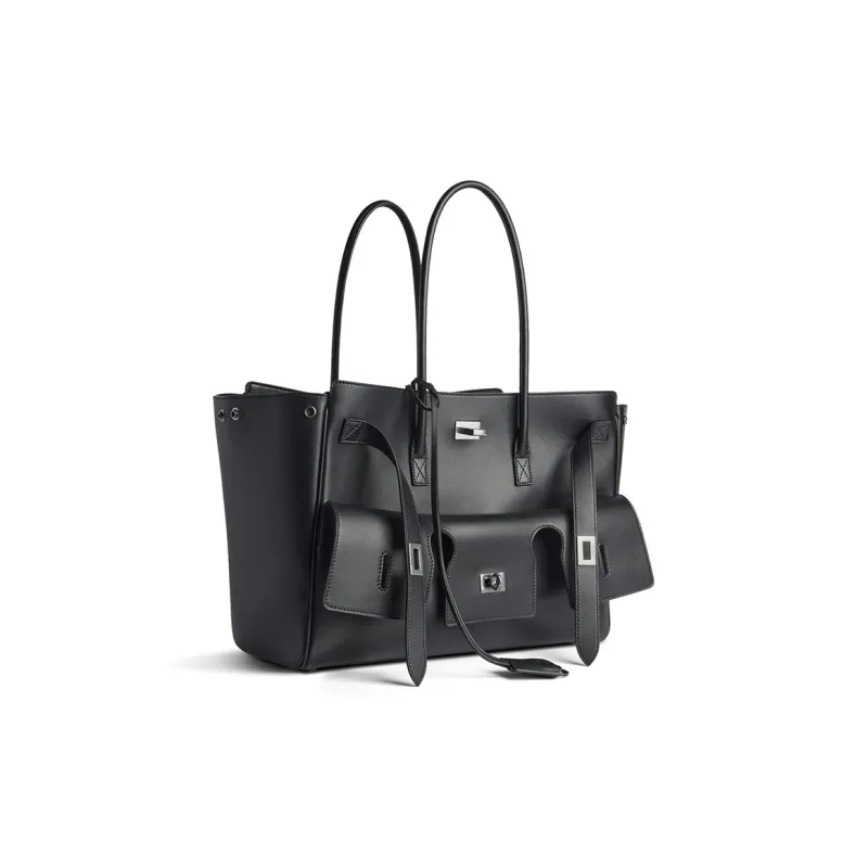 Balenciaga Bel Air Medium Carry All Bag Aged Silver Hardware Black-1