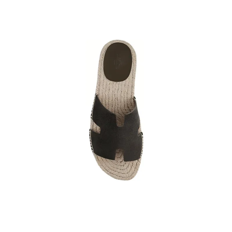 HERMES Antigua Espadrille Vert Olive Suede Goatskin-4