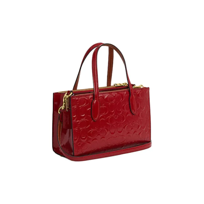 COACH Leather Tote Bag, Shopping Bag, Handbag Small Size Women's Red-1