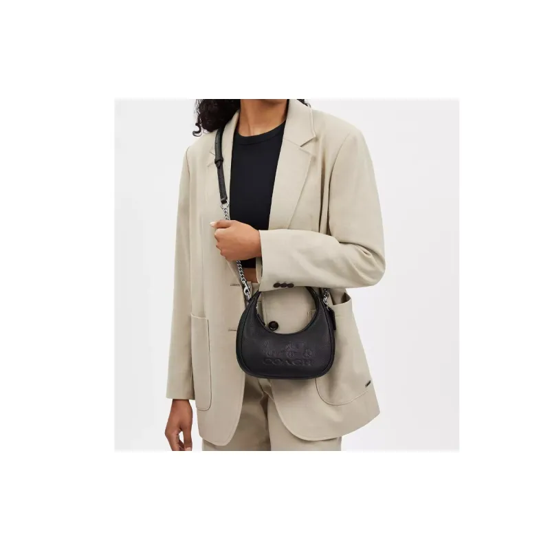 COACH Leather Handbag Shoulder Bag Crossbody Bag Mini Women's Black-5