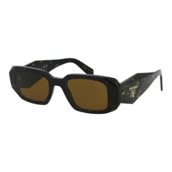 PRADA Acetate Rectangular Sunglasses Unisex Black/Yellow