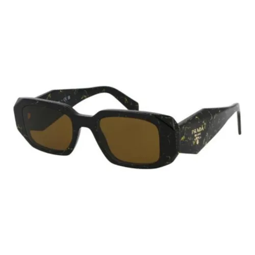 PRADA Acetate Rectangular Sunglasses Unisex Black/Yellow