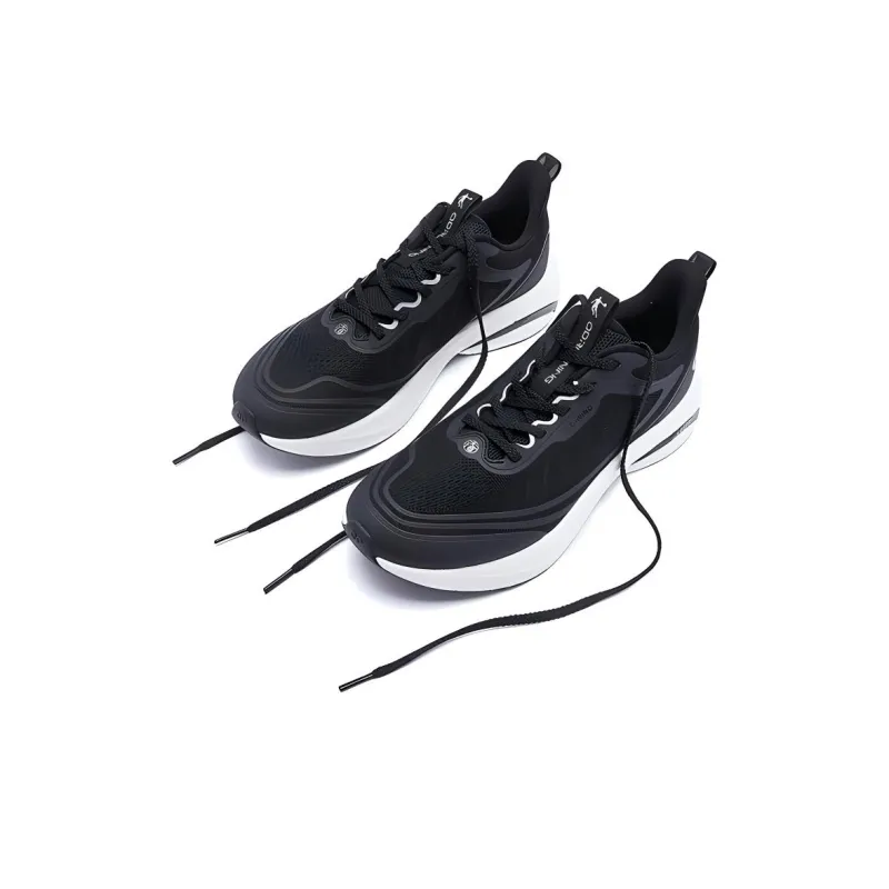QIAODAN Durable Cushioning Low Top Casual Running Shoes Men's Black White-2