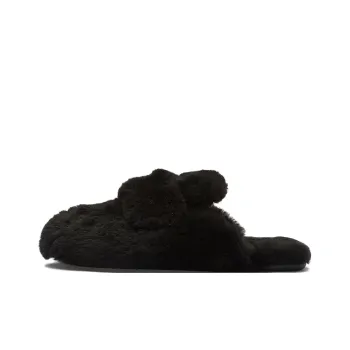 PRADA Triangle logo Shearling Mules