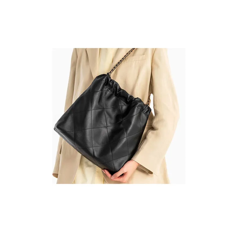 VANESSA HOGAN Microfiber Synthetic Leather Casual Crossbody Bag Shoulder Bag Tote Regular Women's Black-4