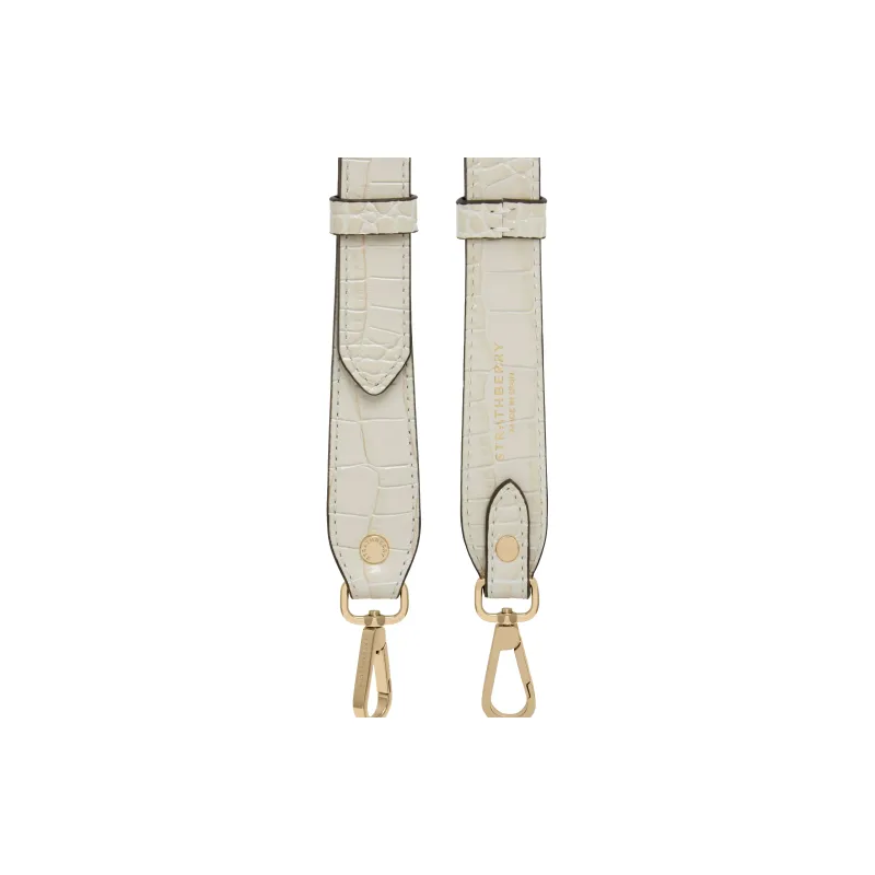 Strathberry Crocodile Embossed Leather Bag Straps Women's Vanilla-1