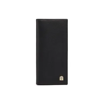 Old Man's Head Cow Leather Long Wallet With Leather Clip Money Clip Regular Men's Black