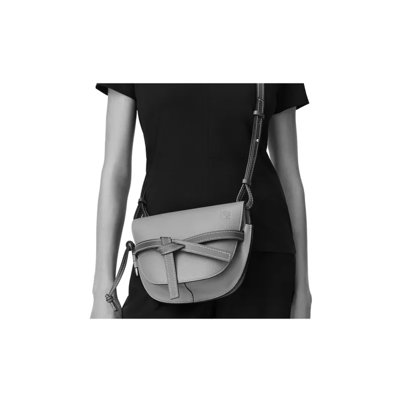 LOEWE Gate Calfskin Crossbody Handbag Shoulder Bag Women's White-5