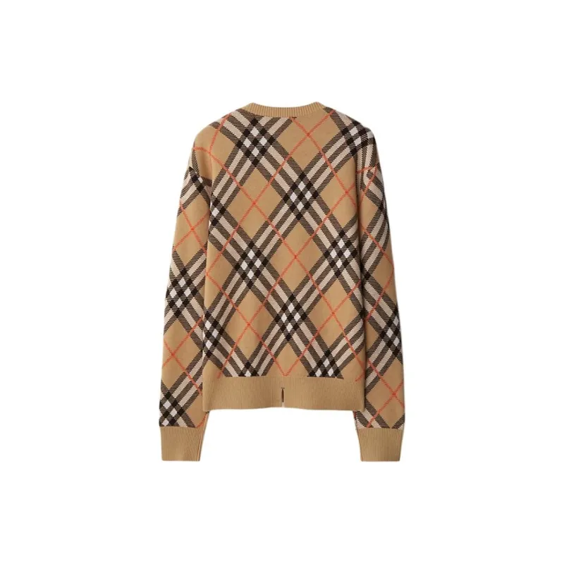 Burberry Essentials Ww Long Sleeve Crew Top Sand Ip Check-1
