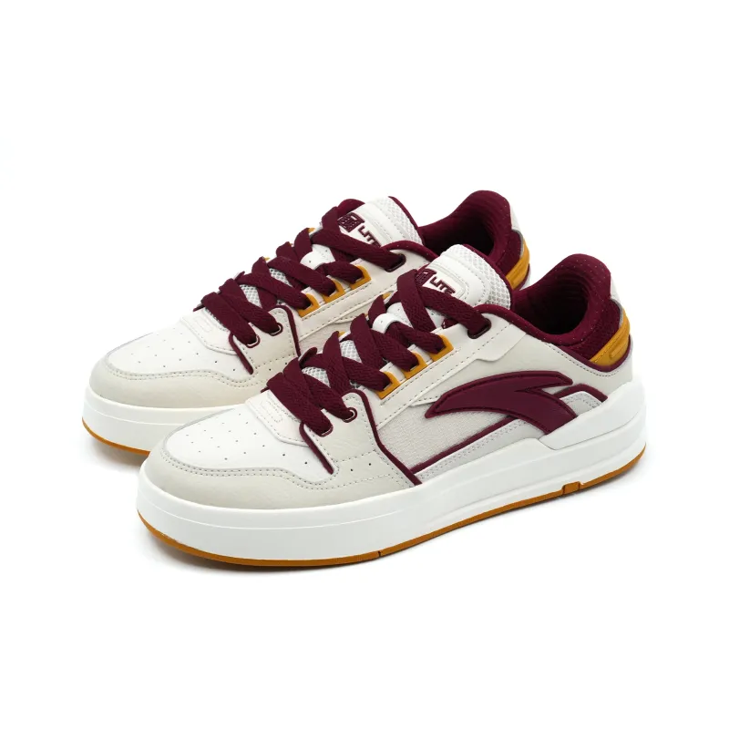 Anta Street Play LITE Anti-Slip Wear-Resistant Low-Top Skateboard Shoes Women's White Red-1
