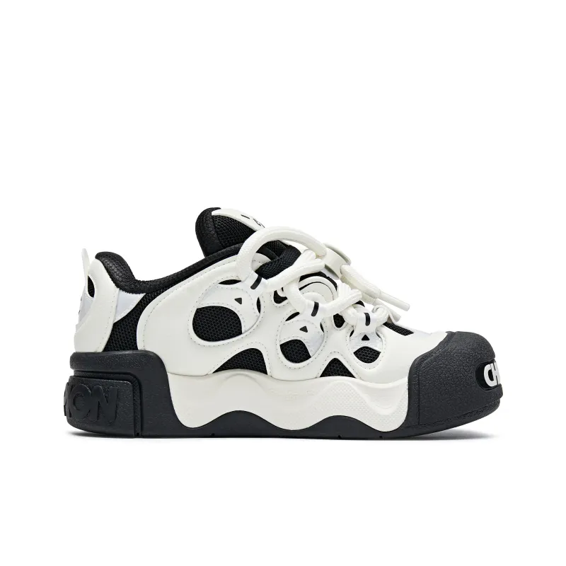 Champion Puffy Donut Skateboard Shoes Women's Black White-1