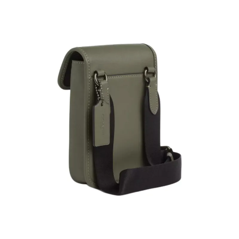 COACH Smooth Calf Leather Crossbody Bag Men's Army Green-1