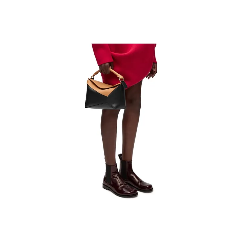 LOEWE Leather Shoulder Bag Crossbody Bag Handbag Regular Women's Black/Brown-7