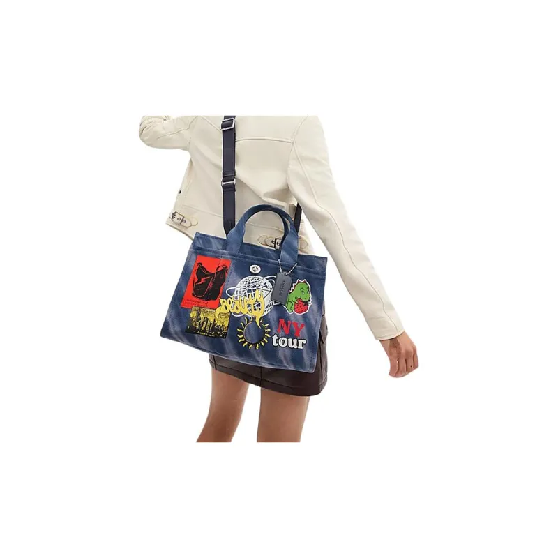 COACH Cargo Fabric Tote Bag Shopping Bag Shoulder Bag Crossbody Bag Handbag Large Size Unisex Midnight Blue & Navy-4