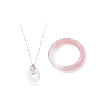 Muyan Colored Glaze Koi Fish Peace Buckle Set Jade Necklace Women's