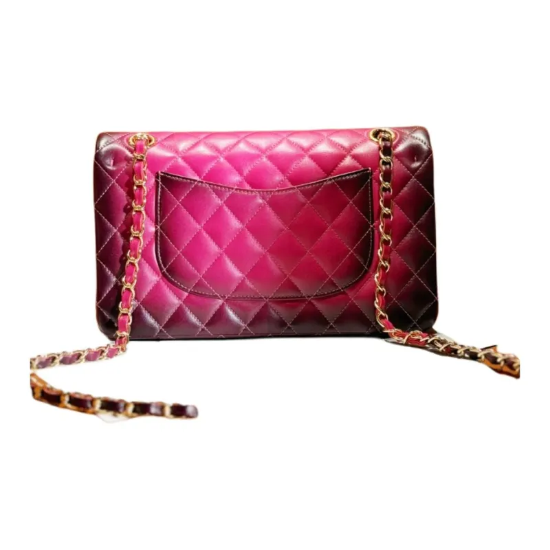 CHANEL Classic Flap CF Lambskin Shoulder Bag, Crossbody Bag, Handbag Women's Fuchsia-2