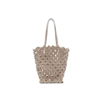 Valextra Woven Fabric With Calfskin One Shoulder Handbag Regular Women's Nude Pink