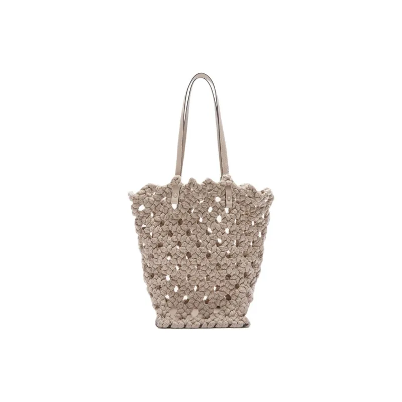 Valextra Woven Fabric With Calfskin One Shoulder Handbag Regular Women's Nude Pink-0