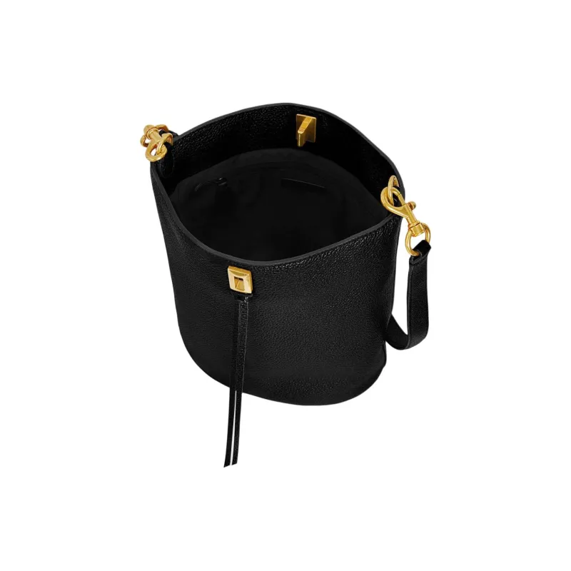 REBECCA MINKOFF Leather Bucket Bag Handbag Shoulder Bag Women's Black-2