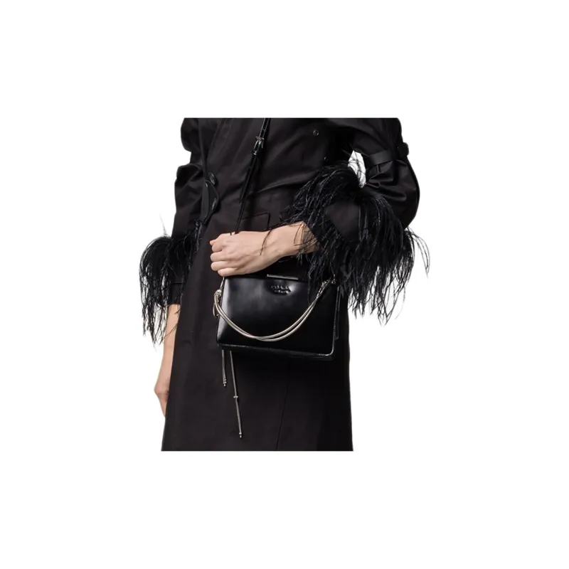 PRADA Leather Shoulder Bag Crossbody Bag Regular Women's Black-4
