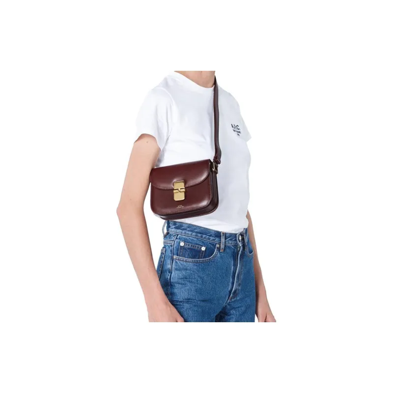 A.P.C Cow Leather Tofu Bag Shoulder Bag Crossbody Bag Women's Brown-5