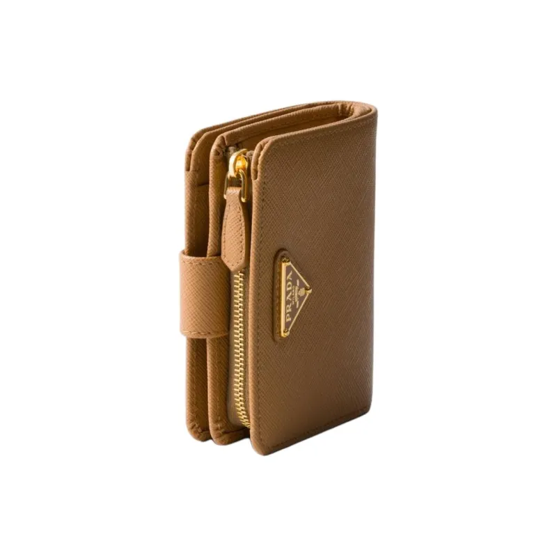 PRADA Saffiano Leather Wallet Small Size Women's Natural-3