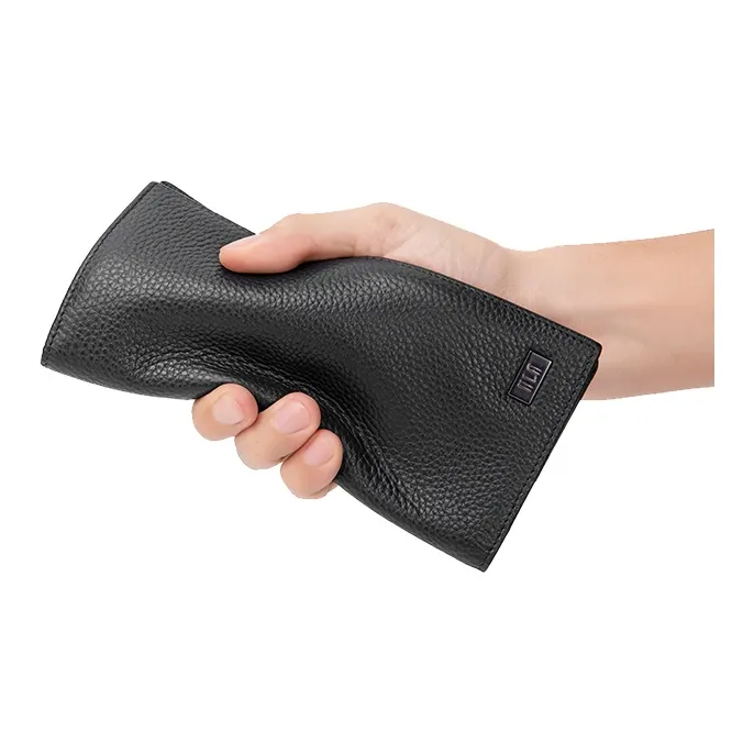 HLA Cow Leather Wallet With Money Clip And Leather Clip Regular Unisex Black-6