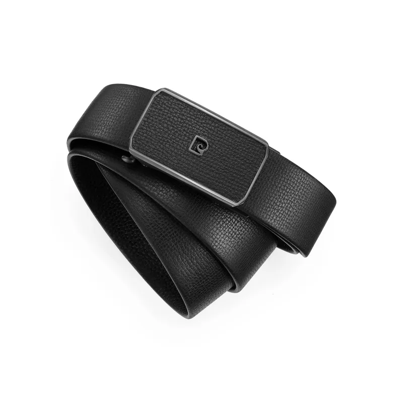 PIERRE CARDIN Cow Leather Men's Pant Belt Men's Black 3.45cm-1