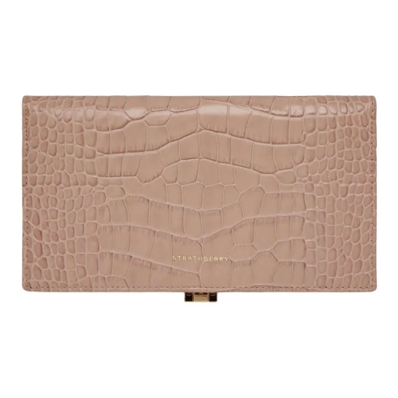 Strathberry Calfskin Wallet Large Size Women's Pink Peony-2