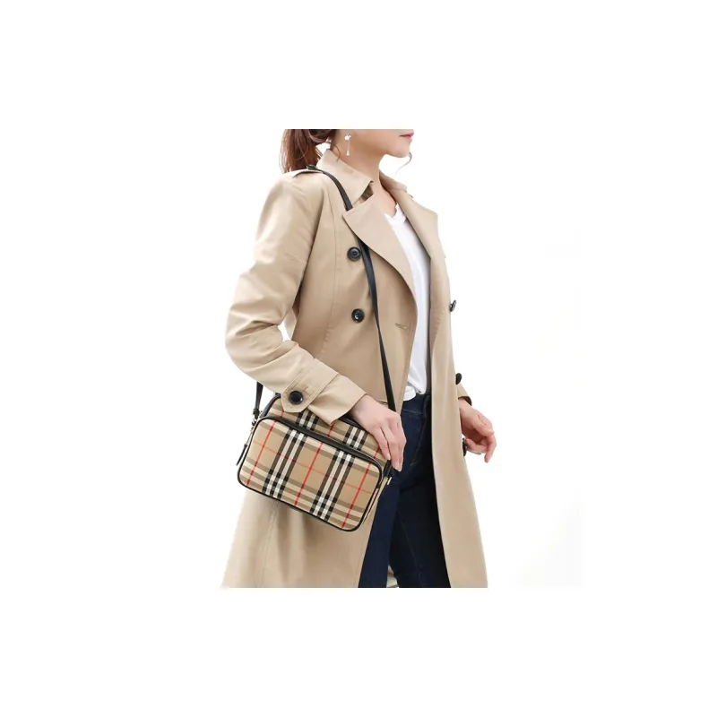 Burberry Medium Vintage Check And Leather Camera Bag Archive Beige-5