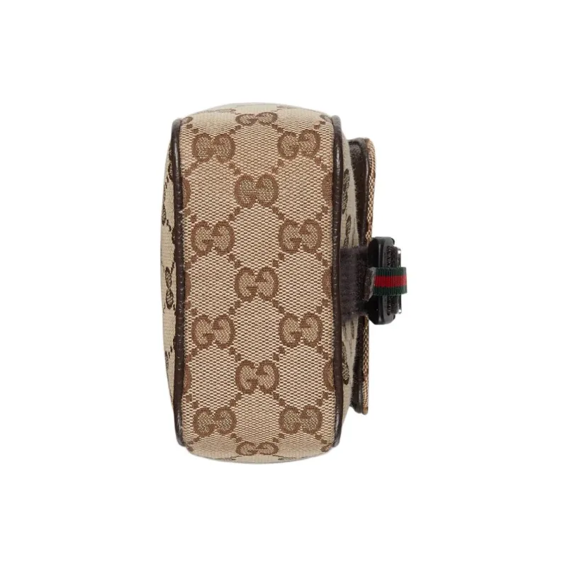 GUCCI Canvas With Leather Crossbody Bag, Shoulder Bag Mini Men's Beige & Ebony-4