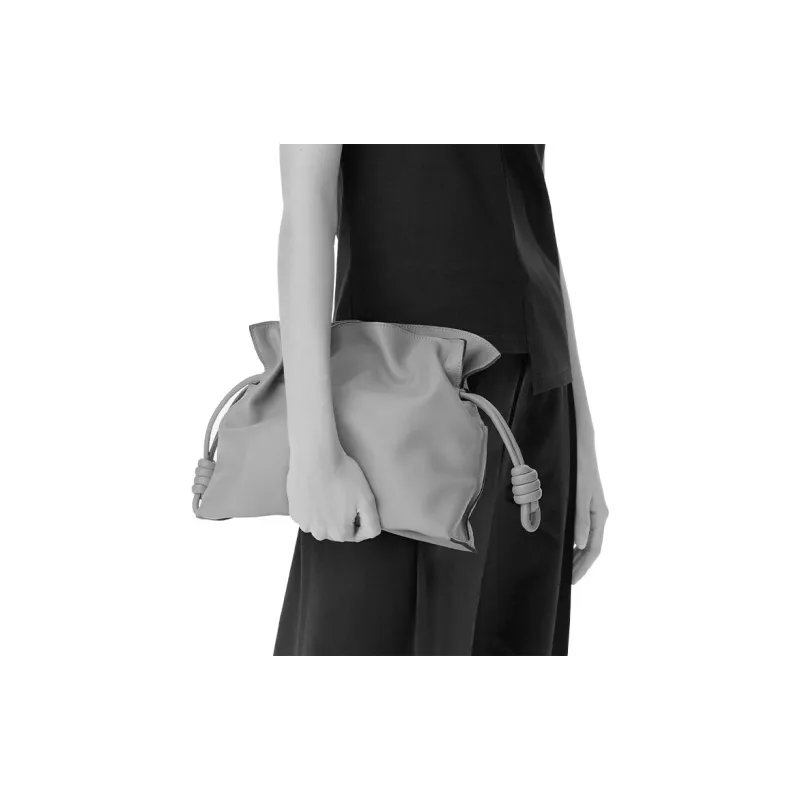 LOEWE Flamenco Clutch In Nappa Calfskin Orange-4