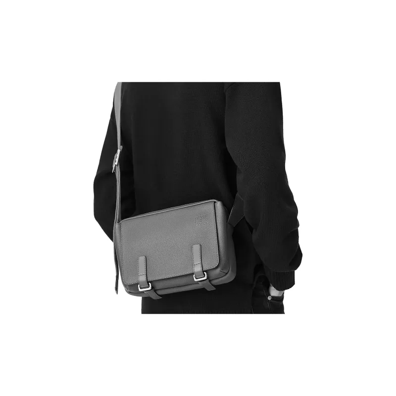 LOEWE Military Messenger Bag In Soft Grained Calfskin Xs Anthracite-7