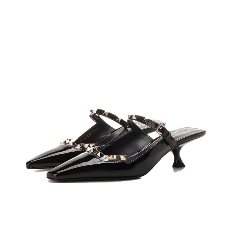 Valentino Rubber Sole Wrap-toe Slippers Women's Black-2