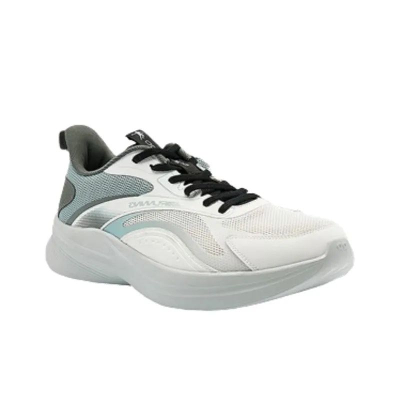 QIAODAN Cushioned Slip Resistant Lightweight Low Top Running Shoes Men's White Green-1