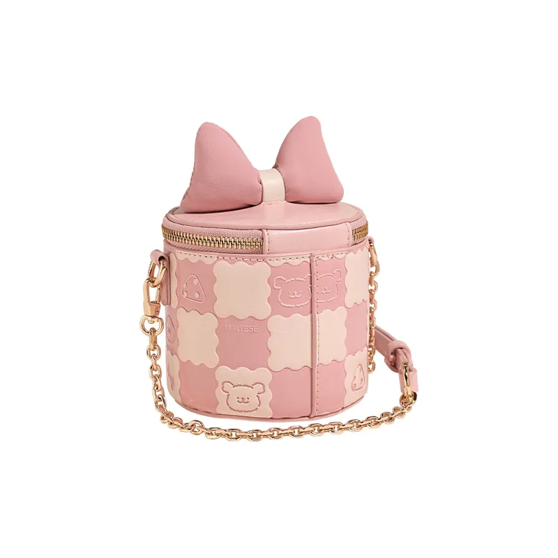 TOUTOU Maltese Collaboration PU Crossbody Bags Trumpets Women's Light Snow Strawberry Pink-1