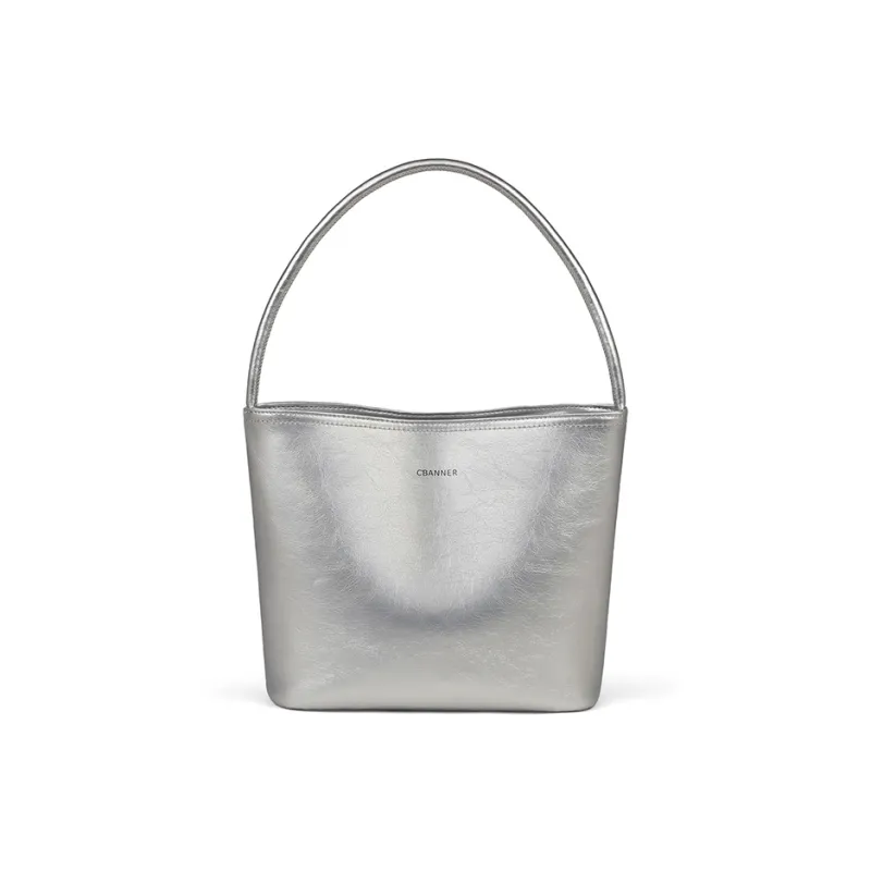 C°BANNER Split Cow Leather With Synthetic Leather Handbag Regular Women's Silver-2