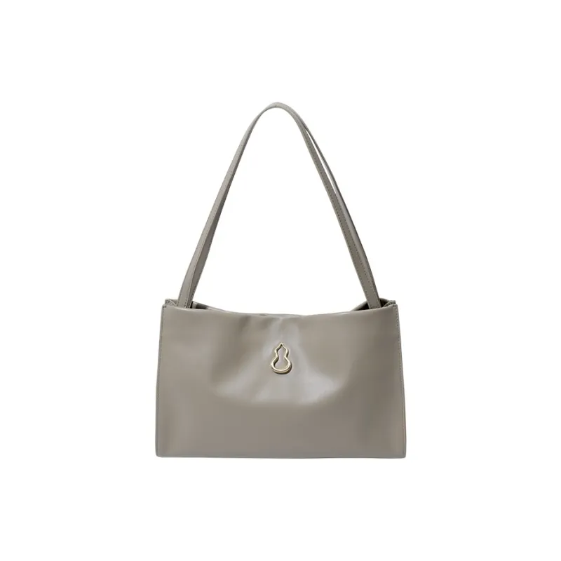 BAMPO Cow Leather Tote Bag, Shoulder Bag Trumpets Women's Light Gray White/Pure Black/Caramel-0