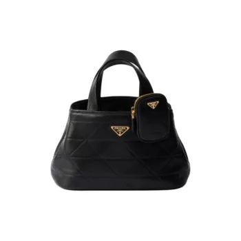 PRADA Quilting Leather Shoulder Bag Crossbody Bag Handbag Small Size Women's Black